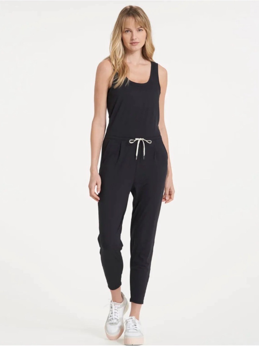 Vuori Black Tank Jumpsuit with Drawstring